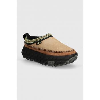 UGG papuci din piele Venture Daze femei, culoarea bej, cu platforma, 1155650