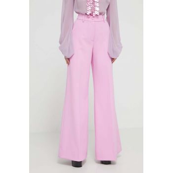 Blugirl Blumarine pantaloni femei, culoarea roz, lat, high waist RA4129.T3191