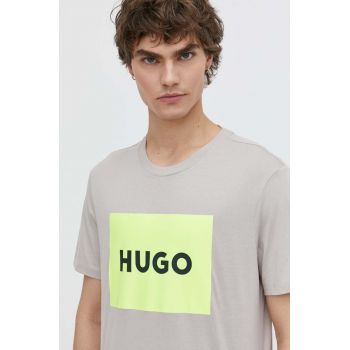 HUGO tricou din bumbac bărbați, culoarea gri, cu imprimeu 50467952