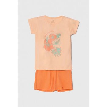 zippy pijamale de bumbac pentru copii 2-pack culoarea portocaliu, cu imprimeu