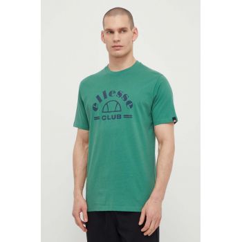 Ellesse tricou din bumbac Club T-Shirt barbati, culoarea verde, cu imprimeu, SHV20259