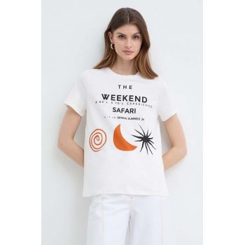 Weekend Max Mara tricou din bumbac femei, culoarea bej 2415970000000