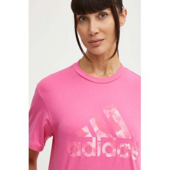 adidas tricou din bumbac femei, culoarea roz, IS4257