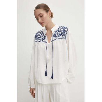 Answear Lab bluza din bumbac femei, culoarea alb, cu imprimeu