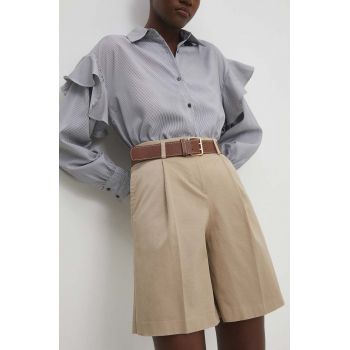 Answear Lab pantaloni scurti femei, culoarea bej, neted, high waist