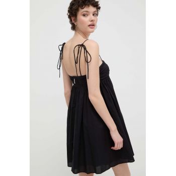 HUGO rochie din bumbac culoarea negru, mini, evazați, 50510433