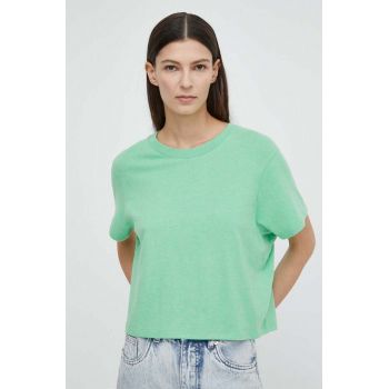 American Vintage tricou T-SHIRT MC COL ROND US femei, culoarea verde, YPA02GE24