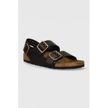 Birkenstock sandale de piele Milano Bold Gap barbati, culoarea negru, 1023622