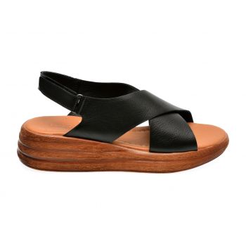 Sandale casual IMAGE negre, 4904, din piele naturala