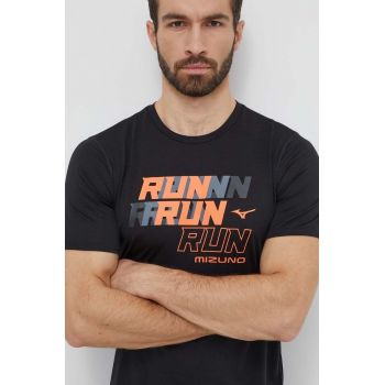 Mizuno tricou de alergare Core Run culoarea negru, cu imprimeu, J2GAB008