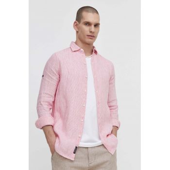 Superdry camasa de in culoarea roz, cu guler clasic, regular