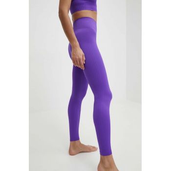 Casall jambiere de yoga Seamless Graphical Rib culoarea violet, neted