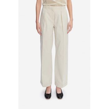 A.P.C. pantaloni de bumbac Grand Pantal Camila culoarea bej, drept, medium waist COEPY.F08401-ECRU