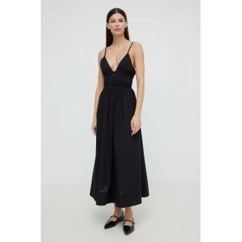 Herskind rochie din bumbac Miranda culoarea negru, maxi, evazati, 5192118