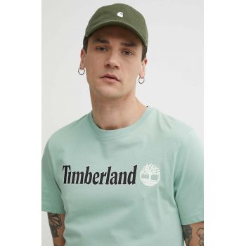 Timberland tricou din bumbac barbati, culoarea verde, cu imprimeu, TB0A5UPQEW01