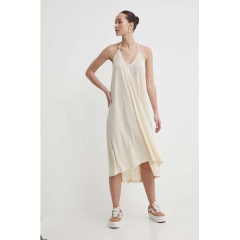 Roxy rochie din amestec de in culoarea bej, mini, drept, ERJX603390 ieftina