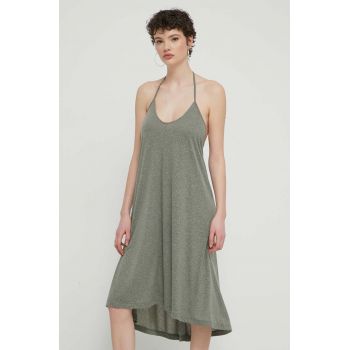 Roxy rochie din amestec de in culoarea verde, mini, drept, ERJX603390 ieftina