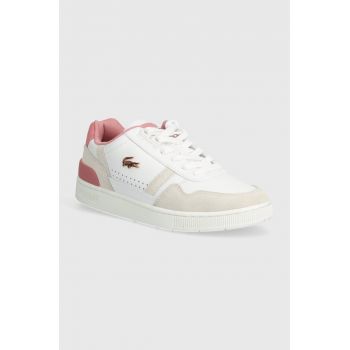 Lacoste sneakers din piele T-Clip Contrasted Collar Leather Snea culoarea alb, 47SFA0082