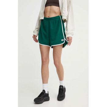 Reebok Classic pantaloni scurti Retro Court femei, culoarea verde, neted, high waist, 100075521