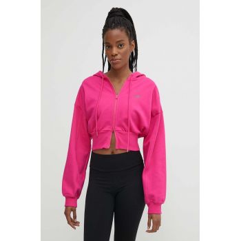 adidas by Stella McCartney bluză trening culoarea roz, cu glugă, neted, IN3638