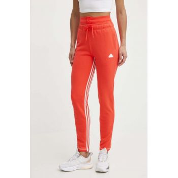 adidas pantaloni de trening culoarea rosu, cu imprimeu, IS0897 ieftin