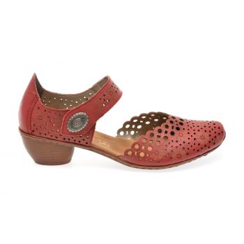 Pantofi casual RIEKER rosii, 43753, din piele naturala