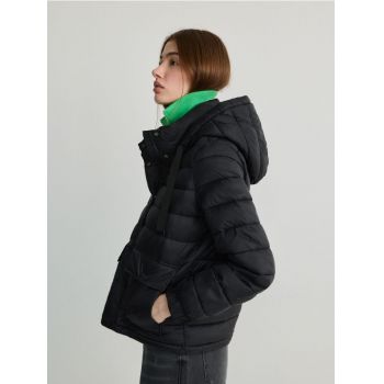 Reserved - Jachetă matlasată cu căptușeală lejeră - negru