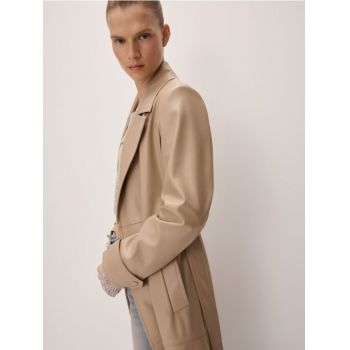 Reserved - Jachetă din piele ecologică - bej