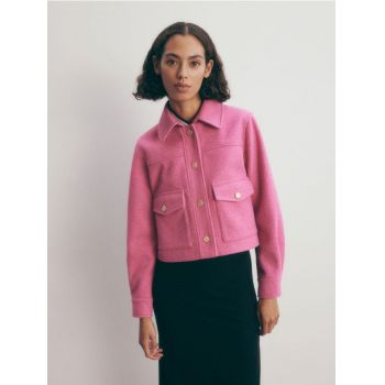 Reserved - Jachetă scurtă din fetru - roz-aprins