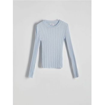 Reserved - Bluză din jerseu cu conținut ridicat de viscoză - albastru-pal