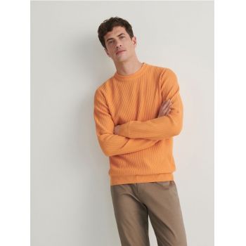 Reserved - Pulover din tricot striat - oranj-mandarină