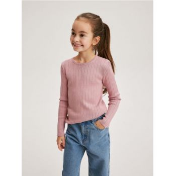 Reserved - Pulover din tricot striat - roz
