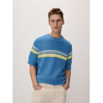 Reserved - Pulover din tricot structurat - albastru
