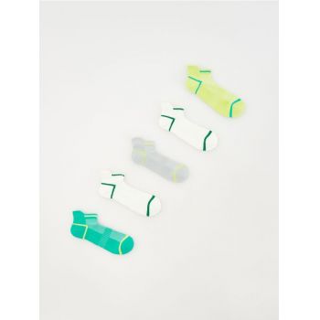 Reserved - Set de 5 perechi de șosete cu conținut ridicat de bumbac - verde-gălbui