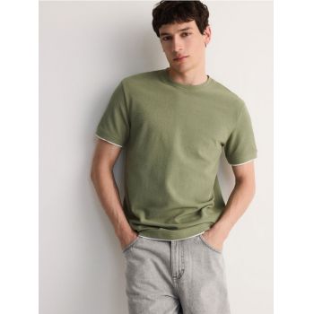 Reserved - T-shirt cu aplicații - verde-pal