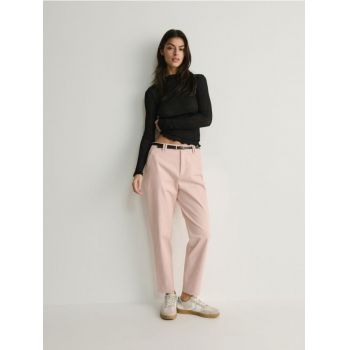 Reserved - Pantaloni chino cu curea - roz-pastel