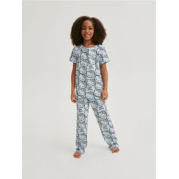 Reserved - Pijama Hello Kitty, pentru fetițe (bebeluși) - albastru-pal