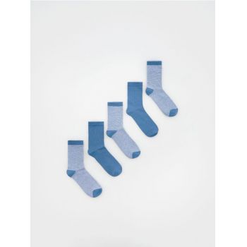 Reserved - Set de 5 perechi de șosete - Albastru metalizat