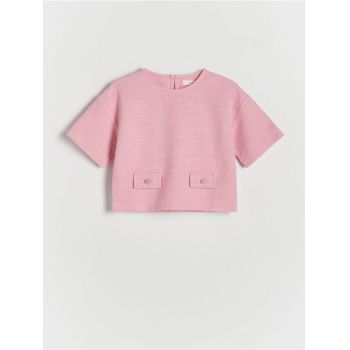 Reserved - Bluză din tweed - roz
