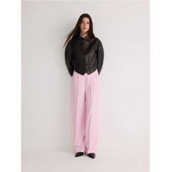 Reserved - Pantaloni din viscoză - roz-pastel