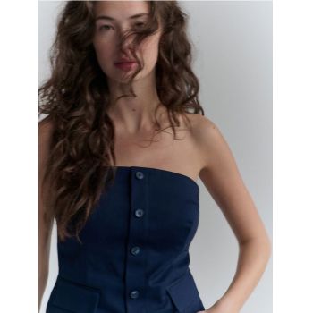 Reserved - Top tip corset - bleumarin