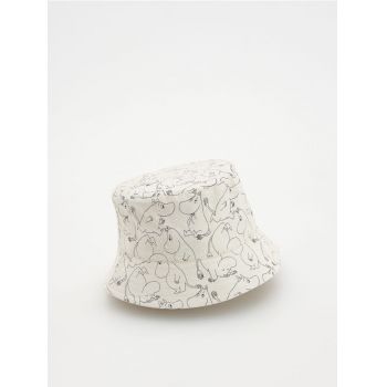 Reserved - Pălărie bucket Moomin, cu adaos de in - nude
