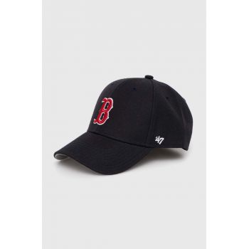 47brand șapcă de baseball pentru copii MLB Boston Red Sox culoarea albastru marin, cu imprimeu, BMVP02WBV