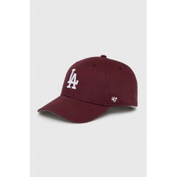 47brand șapcă din bumbac pentru copii MLB Los Angeles Dodgers Raised Basic culoarea bordo, cu imprimeu, BRAC12CTP