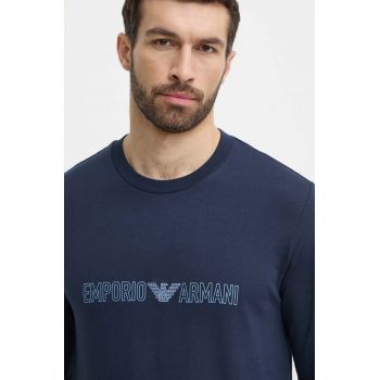 Emporio Armani Underwear hanorac lounge din bumbac culoarea albastru marin, cu imprimeu, 111785 4R566
