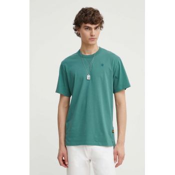 G-Star Raw tricou din bumbac barbati, culoarea verde, neted