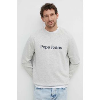 Pepe Jeans bluza REGIS barbati, culoarea gri, cu imprimeu, PM582667