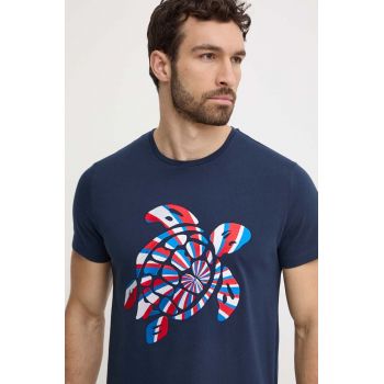 Vilebrequin tricou din bumbac THOM barbati, culoarea albastru marin, cu imprimeu, THOAP336