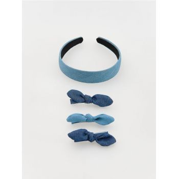 Reserved - Set: bentiță și agrafe de păr - albastru-pal