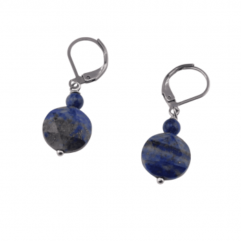 Cercei cu agatatoare lapis lazuli banut fatetat de 12mm si sfera de 4mm